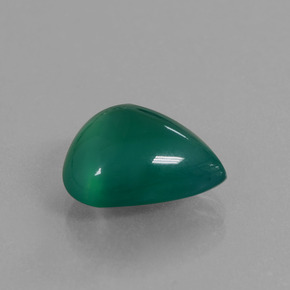 Ágata verde natural 5,89ct, formato de pêra, translúcido