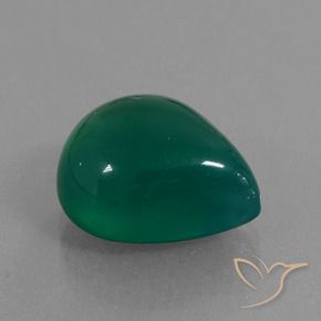 Ágata Verde escuro médio Natural 6.87ct, Formato de pêra, Translúcido