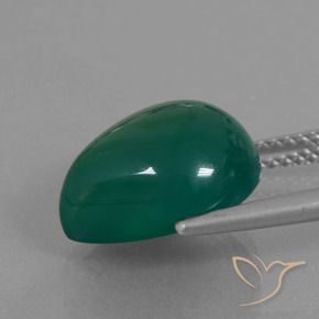 Ágata Verde escuro médio Natural 6.87ct, Formato de pêra, Translúcido