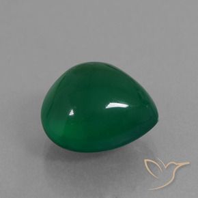 Ágata Verde médio Natural 6.83ct, Formato de pêra, Translúcido