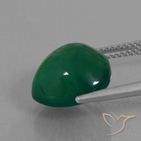 Ágata Verde médio Natural 6.83ct, Formato de pêra, Translúcido