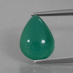 Ágata Verde Natural 3.72ct, Formato de pêra, Translúcido