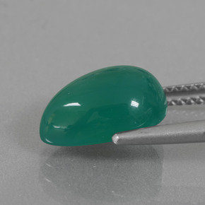 Ágata Verde Natural 3.72ct, Formato de pêra, Translúcido