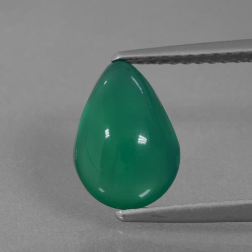 Ágata verde natural 2,19ct, formato de pêra, translúcido