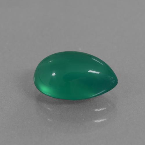 Ágata verde natural 2,19ct, formato de pêra, translúcido