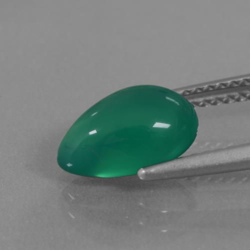 Ágata verde natural 2,19ct, formato de pêra, translúcido