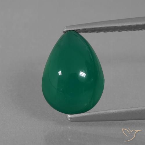 2.54ct Natural Verde Ágata, Formato de pêra, Translúcido