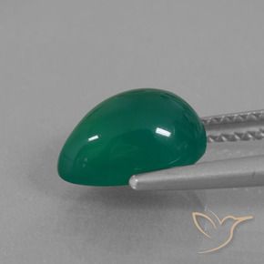 Ágata Verde Natural 2.54ct, Formato de pêra, Translúcido