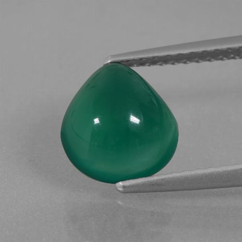 Ágata Verde escuro médio Natural 2.26ct, Formato de pêra, Translúcido