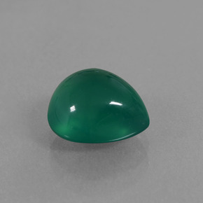 Ágata Verde escuro médio Natural 2.26ct, Formato de pêra, Translúcido
