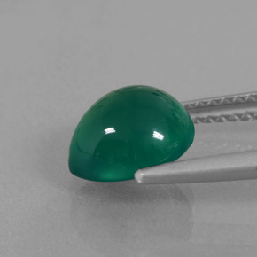 Ágata Verde escuro médio Natural 2.26ct, Formato de pêra, Translúcido