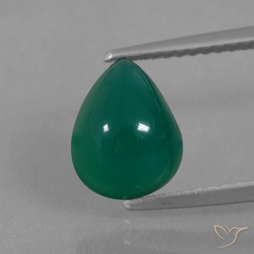 2.81ct Natural Verde escuro médio Ágata, Formato de pêra, Translúcido