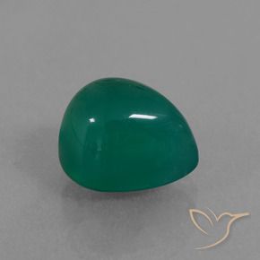 Ágata Verde escuro médio Natural 2.81ct, Formato de pêra, Translúcido