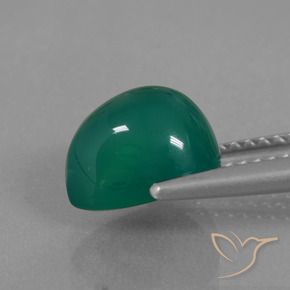 Ágata Verde escuro médio Natural 2.81ct, Formato de pêra, Translúcido