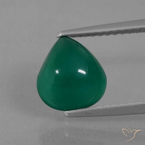 2.47ct Natural Verde escuro médio Ágata, Formato de pêra, Translúcido