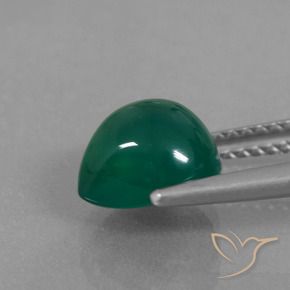 Ágata Verde escuro médio Natural 2.47ct, Formato de pêra, Translúcido