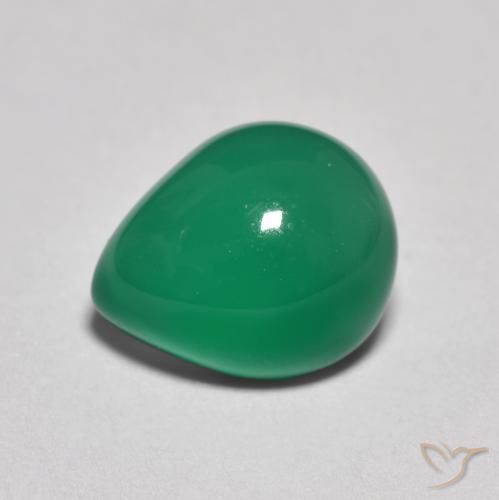 2.67ct Natural Verde profundo médio Ágata, Formato de pêra, Translúcido, Photo A