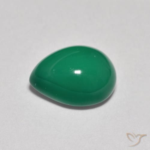 Ágata Verde profundo médio Natural 2.67ct, Formato de pêra, Translúcido