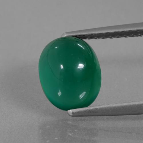 Ágata verde natural 2,66ct, corte oval, translúcido