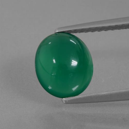 Ágata verde natural 1,94ct, corte oval, translúcido