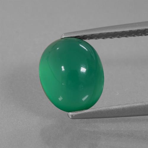 Ágata verde natural 2,52ct, corte oval, translúcido