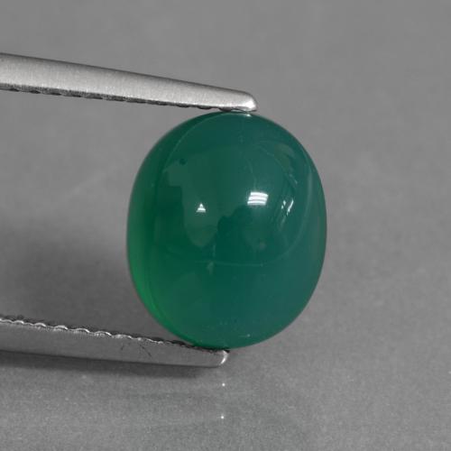 Ágata verde natural 2,91ct, corte oval, translúcido