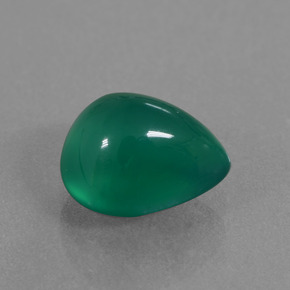 Ágata verde natural 1,57ct, formato de pêra, translúcido