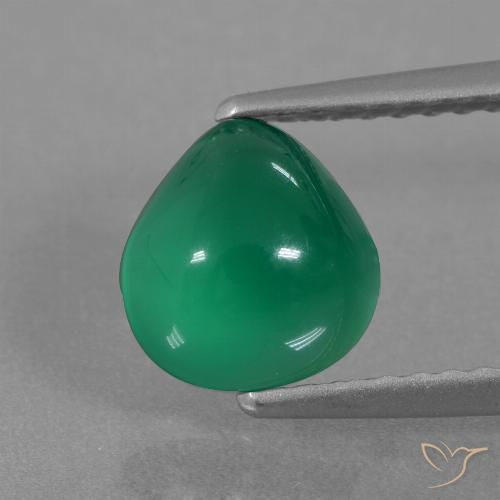 1.63ct Natural Verde médio Ágata, Formato de pêra, Translúcido