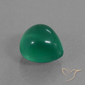 Ágata Verde médio Natural 1.63ct, Formato de pêra, Translúcido