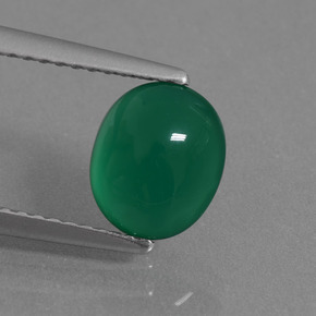 Ágata verde natural 1,56ct, corte oval, translúcido