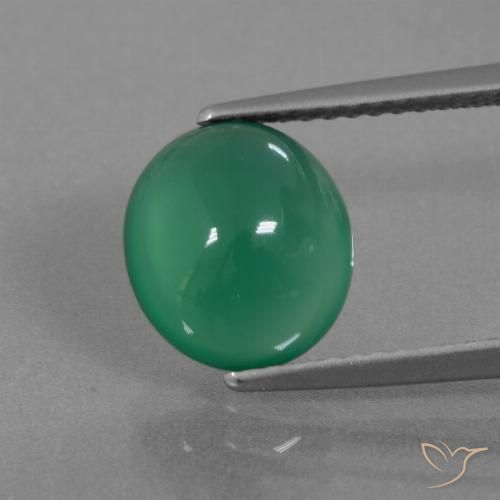 Ágata Verde médio Natural 2.69ct, oval, Translúcido