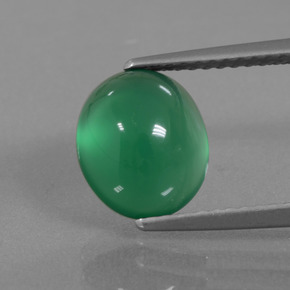 Ágata verde natural 2,81ct, corte oval, translúcido