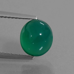 Ágata verde natural 2,42ct, corte oval, translúcido
