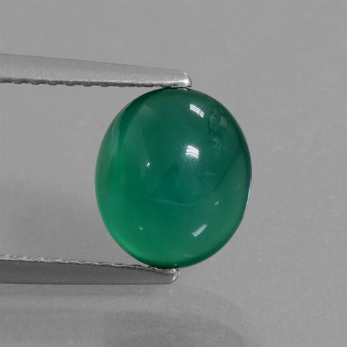 Ágata verde natural 2,50ct, corte oval, translúcido