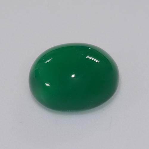 Ágata verde natural 4,37ct, corte oval, translúcido