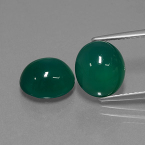 Pedras preciosas de Ágata Verde escuro médio natural de 6.51 ct, Corte Oval, Translúcido