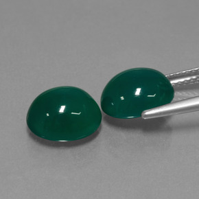 Pedras preciosas de Ágata Verde escuro médio natural de 6.51 ct, Corte Oval, Translúcido