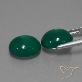 Pedras preciosas de Ágata Verde natural de 6.42 ct, oval, Translúcido
