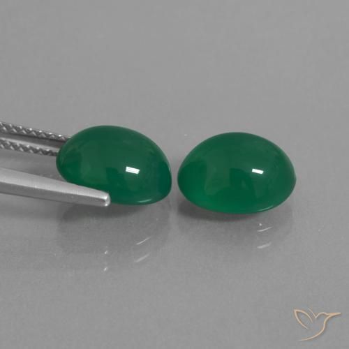 Pedras preciosas de ágata verde natural de 5,83 ct, corte oval, translúcido