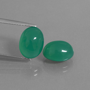 Pedras preciosas de ágata verde natural de 6,35 ct, corte oval, translúcido