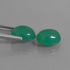 Pedras preciosas de ágata verde natural de 6,35 ct, corte oval, translúcido