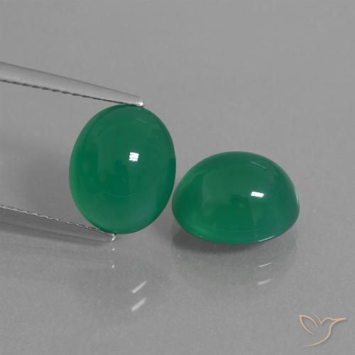 Pedras preciosas de ágata verde natural de 7,58 ct, corte oval, translúcido