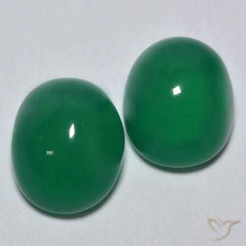 Pedras preciosas de Ágata Verde médio natural de 6.02 ct, oval, Translúcido