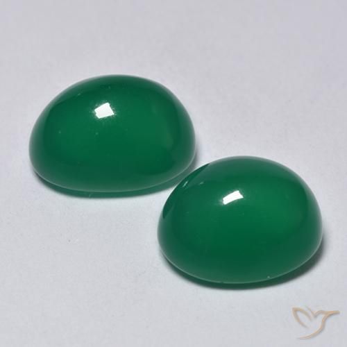 Pedras preciosas de Ágata Verde médio natural de 6.02 ct, oval, Translúcido