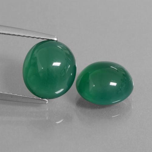 Pedras preciosas de ágata verde natural de 6,42 ct, corte oval, translúcido