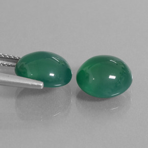 Pedras preciosas de ágata verde natural de 6,42 ct, corte oval, translúcido