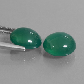 Pedras preciosas de ágata verde natural de 6,12 ct, corte oval, translúcido