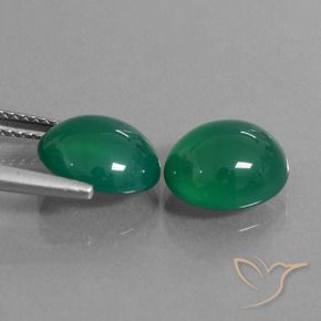 Pedras preciosas de Ágata Verde floresta natural de 5.95 ct, oval, Translúcido
