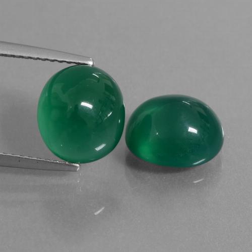 Pedras preciosas de ágata verde natural de 6,77 ct, corte oval, translúcido
