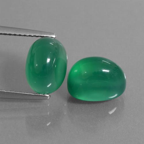 Pedras preciosas de ágata verde natural de 7,42 ct, corte oval, translúcido